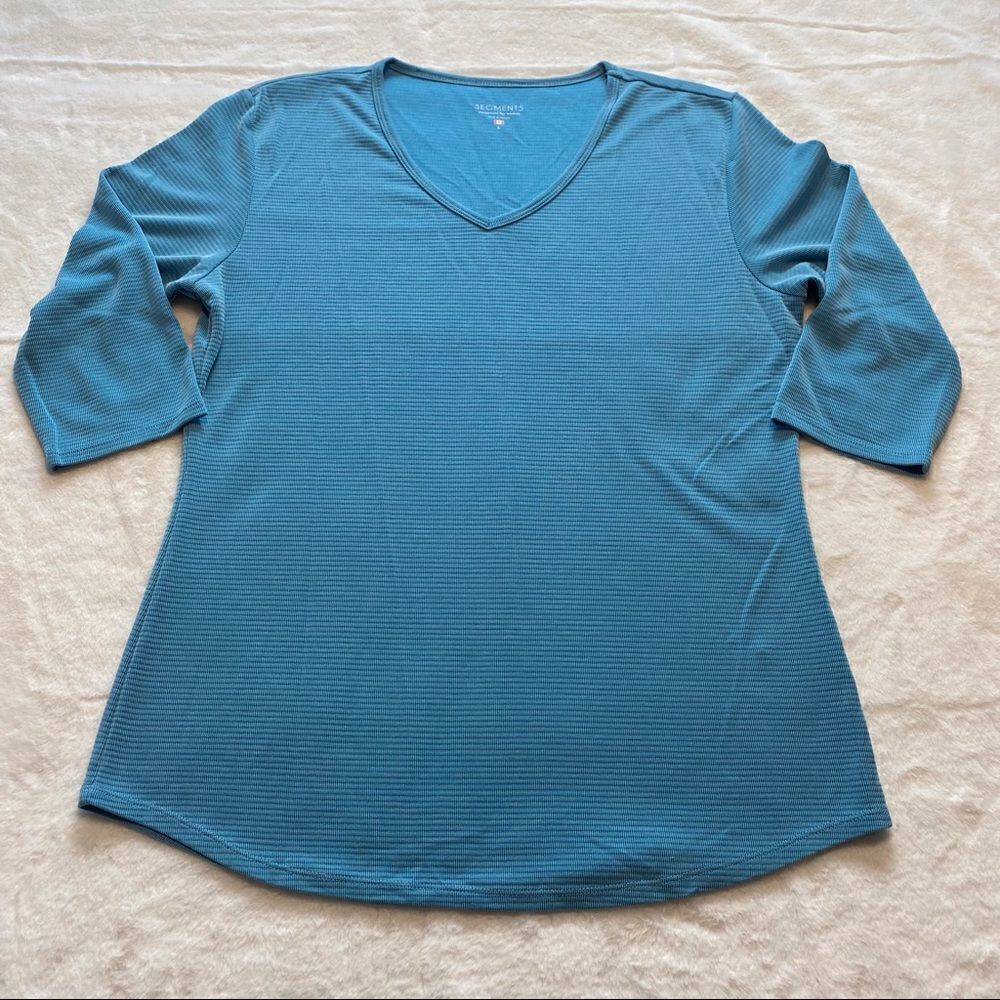 Seg’ments Light Blue 3/4 Sleeve Pullover Top Size Large